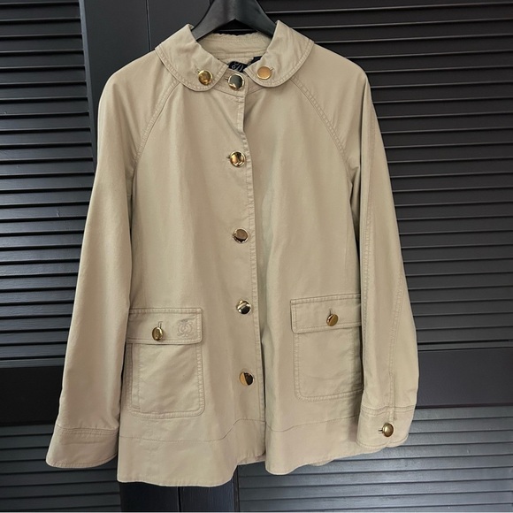 Vintage Y2K Style Juicy Couture Women's Tan Short Trench Coat Jacket Size Medium - Picture 1 of 16